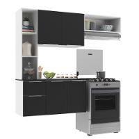 Armário De Cozinha Compacta Com Balcão Sofia Multimóveis V2001 Branco/Preto Branco/Preto - 1