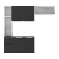 Armário De Cozinha Compacta Com Balcão Sofia Multimóveis V2001 Branco/Preto Branco/Preto - 2