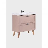 Gabinete Para Banheiro Com Cuba 80cm Retro Mdf Rosa Milano - On Móveis