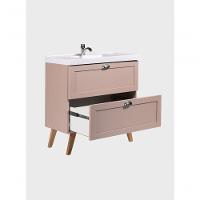 Gabinete Para Banheiro Com Cuba 80cm Retro Mdf Rosa Milano - On Móveis - 9