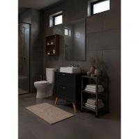 Gabinete Para Banheiro Com Tampo Cuba E Espelho 60cm Retro Mdf Grafite Milano - On Móveis - 7