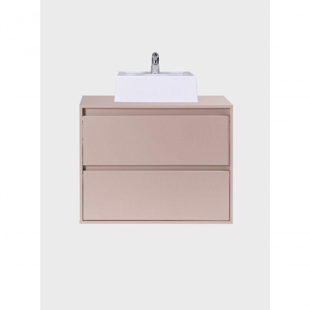 Gabinete Para Banheiro Com Cuba 80cm Mdf Rosa Dubai - On Móveis - 2