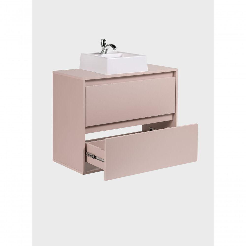 Gabinete Para Banheiro Com Cuba 80cm Mdf Rosa Dubai - On Móveis - 6