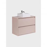 Gabinete Para Banheiro Com Cuba 80cm Mdf Rosa Dubai - On Móveis - 7