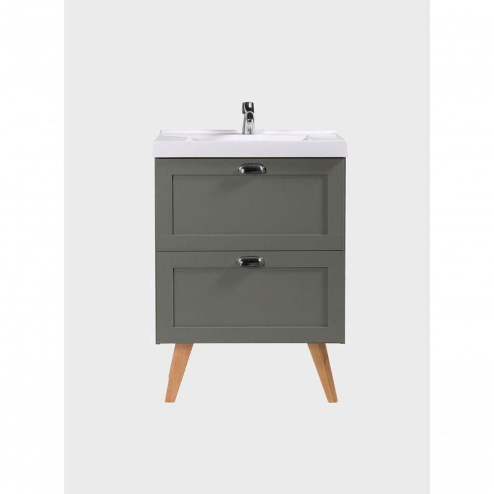 Gabinete Para Banheiro Com Cuba 60cm Retro Mdf Verde Milano - On Móveis - 2