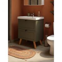 Gabinete Para Banheiro Com Cuba 60cm Retro Mdf Verde Milano - On Móveis - 1