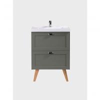Gabinete Para Banheiro Com Cuba 60cm Retro Mdf Verde Milano - On Móveis - 2