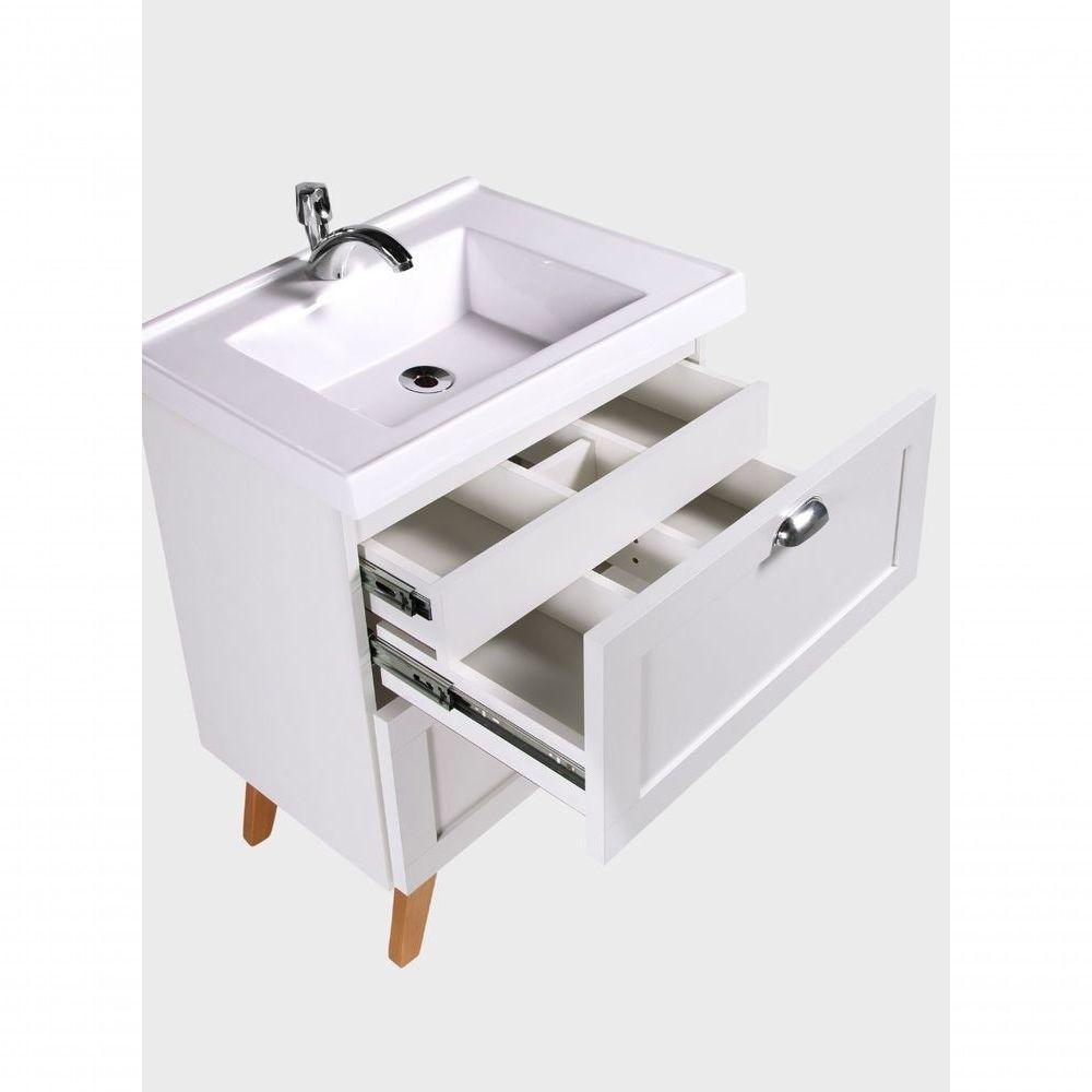 Gabinete Para Banheiro Com Cuba 60cm Retro Mdf Branco Milano - On Móveis - 10