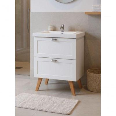 Gabinete Para Banheiro Com Cuba 60cm Retro Mdf Branco Milano - On Móveis