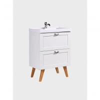 Gabinete Para Banheiro Com Cuba 60cm Retro Mdf Branco Milano - On Móveis