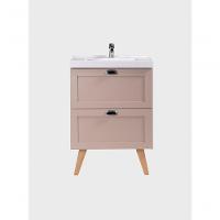 Gabinete Para Banheiro Com Cuba 60cm Retro Mdf Rosa Milano - On Móveis - 2