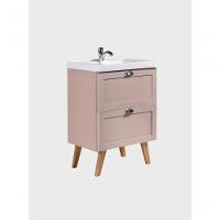Gabinete Para Banheiro Com Cuba 60cm Retro Mdf Rosa Milano - On Móveis - 3