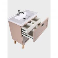 Gabinete Para Banheiro Com Cuba 60cm Retro Mdf Rosa Milano - On Móveis