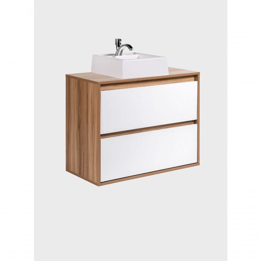 Gabinete Para Banheiro Com Cuba 80cm Mdf Freijo Dubai - On Móveis - 4