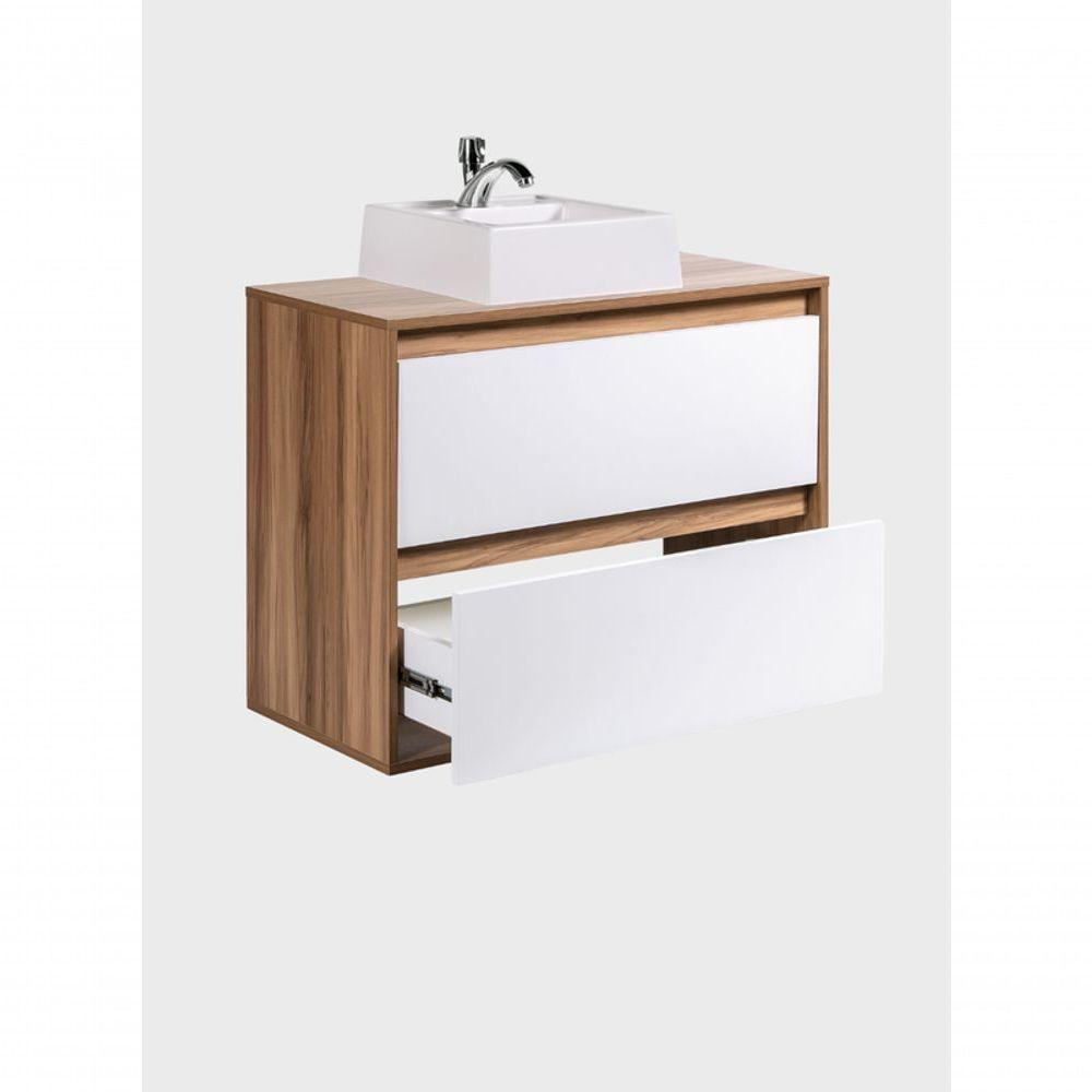 Gabinete Para Banheiro Com Cuba 80cm Mdf Freijo Dubai - On Móveis - 6