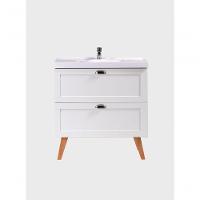 Gabinete Para Banheiro Com Cuba 80cm Retro Mdf Branco Milano - On Móveis - 2