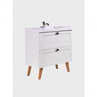 Gabinete Para Banheiro Com Cuba 80cm Retro Mdf Branco Milano - On Móveis - 8