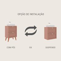 Gabinete Para Banheiro Com Tampo Cuba E Espelheira Organica 60cm Retro Mdf Rosa Milano - On Móveis - 2
