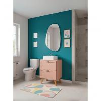 Gabinete Para Banheiro Com Tampo Cuba E Espelheira Organica 60cm Retro Mdf Rosa Milano - On Móveis - 5