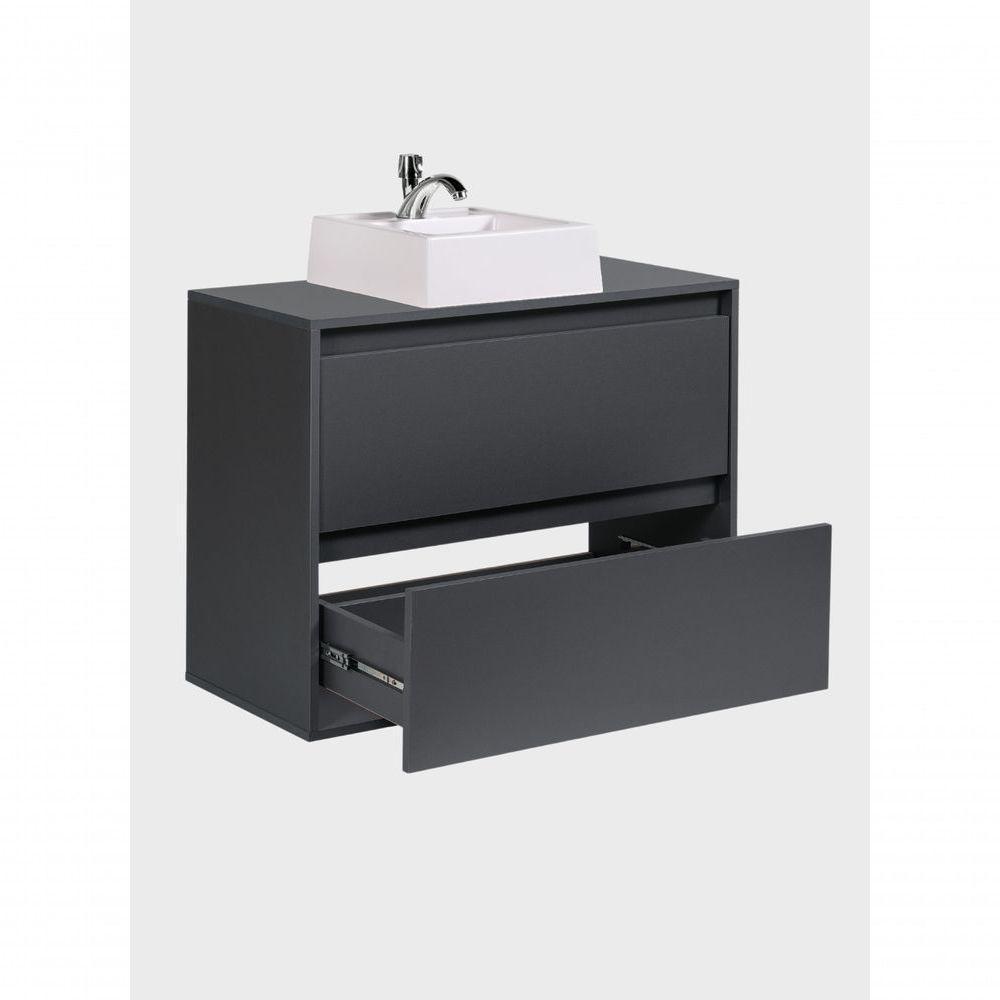 Gabinete Para Banheiro Com Cuba 80cm Mdf Grafite Dubai - On Móveis - 6