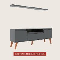 Rack Para Tv Com Prateleira 150cm Retro Mdf Grafite Dallas - On Móveis - 2