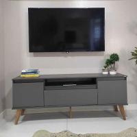 Rack Para Tv Com Prateleira 150cm Retro Mdf Grafite Dallas - On Móveis - 7