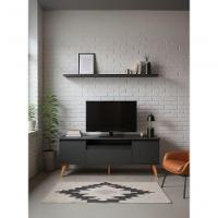 Rack Para Tv Com Prateleira 150cm Retro Mdf Grafite Dallas - On Móveis - 8