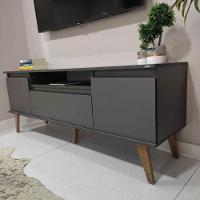 Rack Para Tv Com Prateleira 150cm Retro Mdf Grafite Dallas - On Móveis - 9