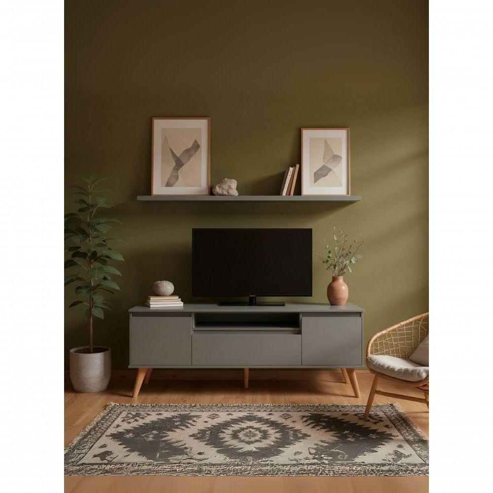 Rack Para Tv Com Prateleira 150cm Retro Mdf Verde Dallas - On Móveis - 6