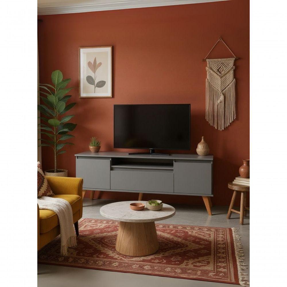 Rack Para Tv Com Prateleira 150cm Retro Mdf Verde Dallas - On Móveis - 7