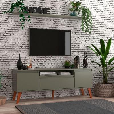 Rack Para Tv Com Prateleira 150cm Retro Mdf Verde Dallas - On Móveis