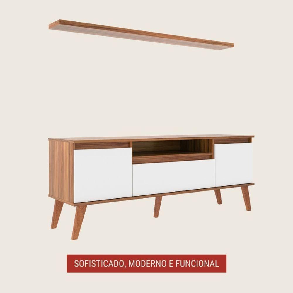 Rack Para Tv Com Prateleira 150cm Retro Mdf Freijo Dallas - On Móveis - 2