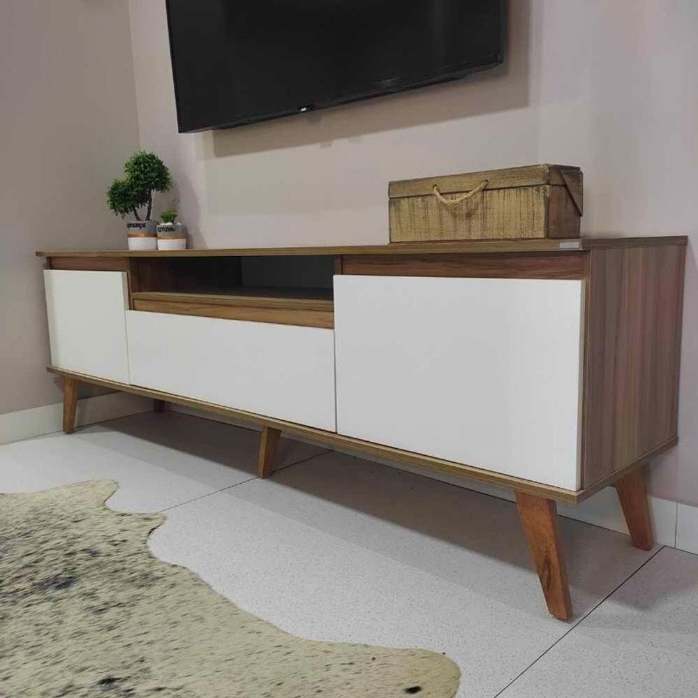 Rack Para Tv Com Prateleira 150cm Retro Mdf Freijo Dallas - On Móveis - 9