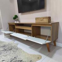 Rack Para Tv Com Prateleira 150cm Retro Mdf Freijo Dallas - On Móveis - 8