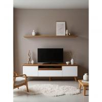 Rack Para Tv Com Prateleira 180cm Retro Mdf Freijo Com Branco Dallas - On Móveis - 2