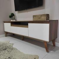 Rack Para Tv Com Prateleira 180cm Retro Mdf Freijo Com Branco Dallas - On Móveis - 10