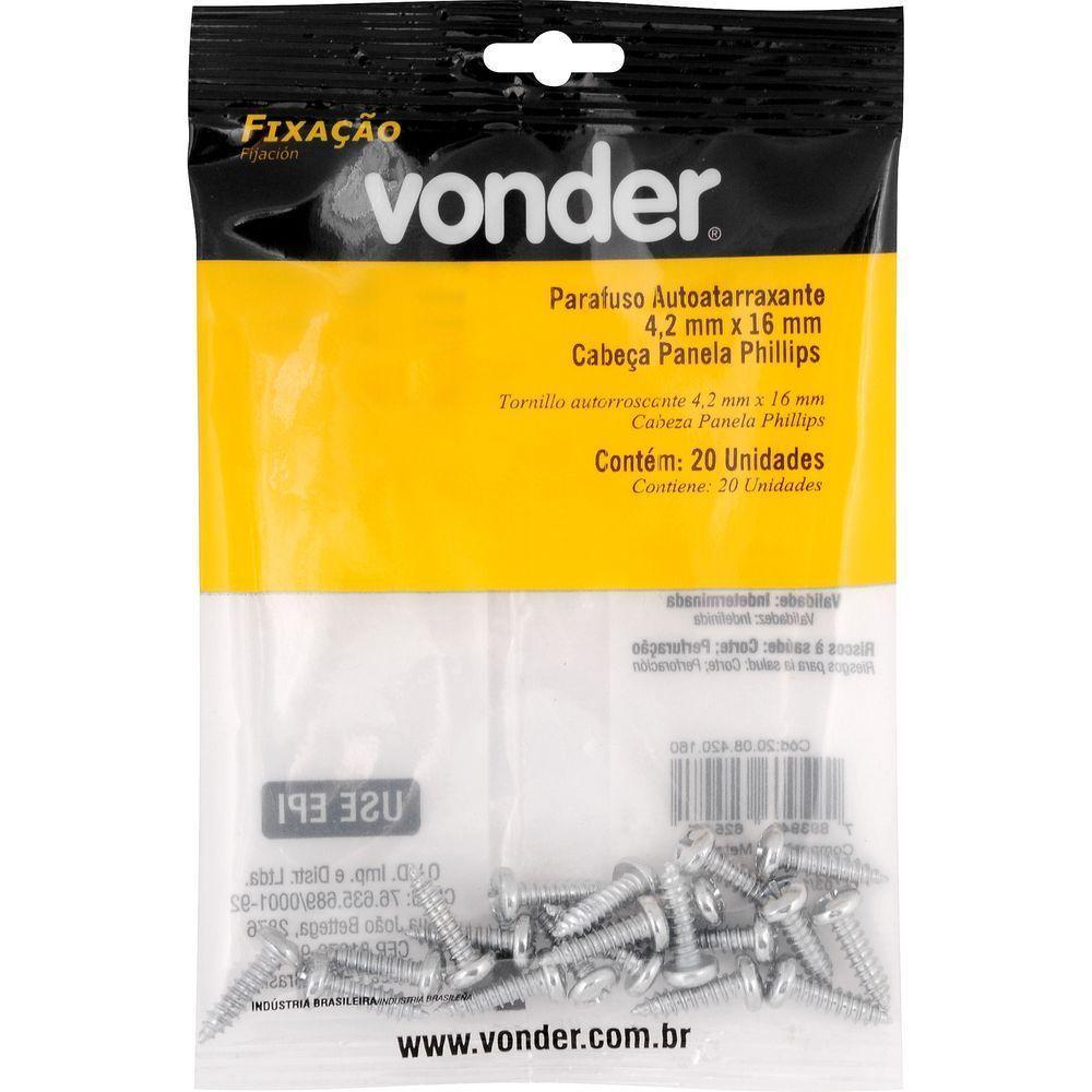 Parafuso Autoatarraxante 4,2x16 Phillips C- 20 Peças Vonder - 3