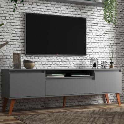 Rack Para Tv 150cm Retro Mdf Grafite Dallas - On Móveis