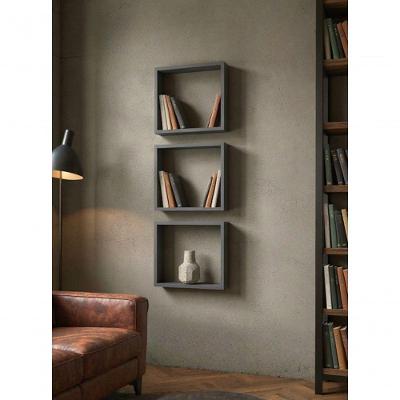 Kit De 3 Nichos 30cm Mdf Grafite - On Móveis