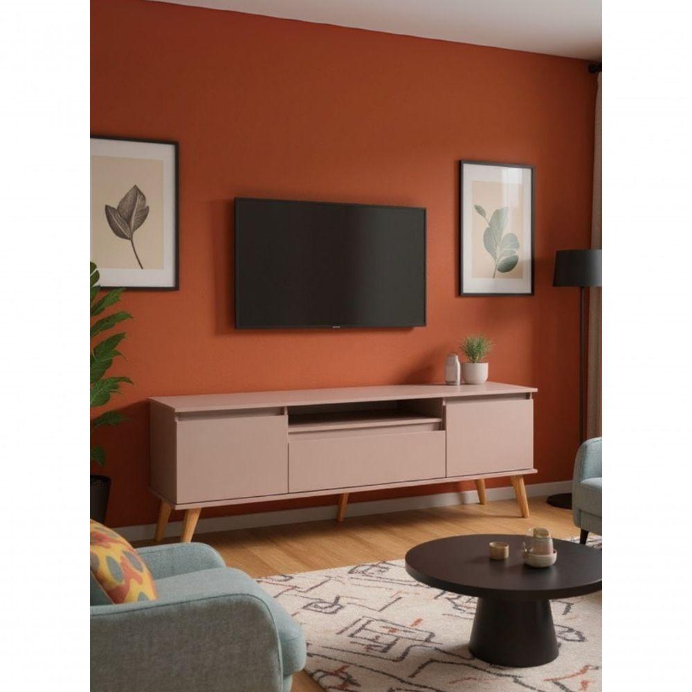 Rack Para Tv Com Prateleira 180cm Retro Mdf Rosa Dallas - On Móveis - 8