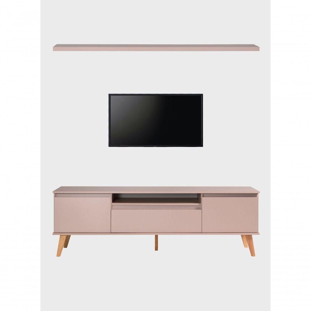 Rack Para Tv Com Prateleira 180cm Retro Mdf Rosa Dallas - On Móveis - 10