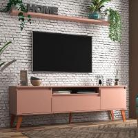 Rack Para Tv Com Prateleira 180cm Retro Mdf Rosa Dallas - On Móveis - 1