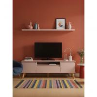 Rack Para Tv Com Prateleira 180cm Retro Mdf Rosa Dallas - On Móveis - 7
