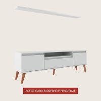 Rack Para Tv Com Prateleira 180cm Retro Mdf Branco Dallas - On Móveis - 2