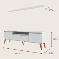 Rack Para Tv Com Prateleira 180cm Retro Mdf Branco Dallas - On Móveis - 3