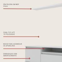 Rack Para Tv Com Prateleira 180cm Retro Mdf Branco Dallas - On Móveis