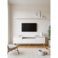 Rack Para Tv Com Prateleira 180cm Retro Mdf Branco Dallas - On Móveis - 10
