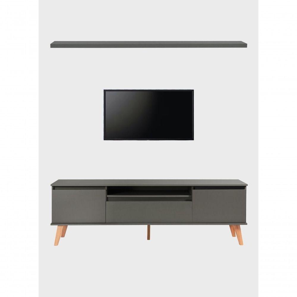 Rack Para Tv Com Prateleira 180cm Retro Mdf Verde Dallas - On Móveis - 3