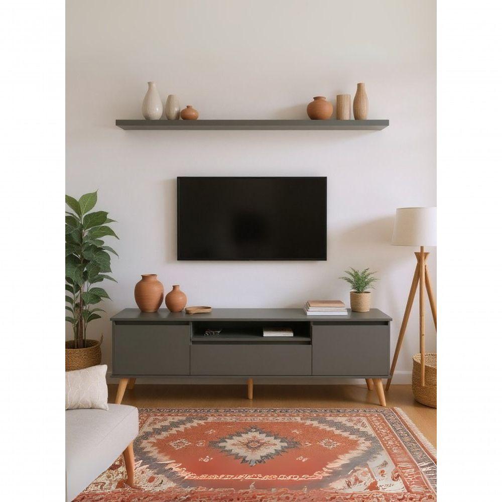 Rack Para Tv Com Prateleira 180cm Retro Mdf Verde Dallas - On Móveis - 10