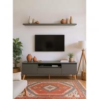 Rack Para Tv Com Prateleira 180cm Retro Mdf Verde Dallas - On Móveis - 10